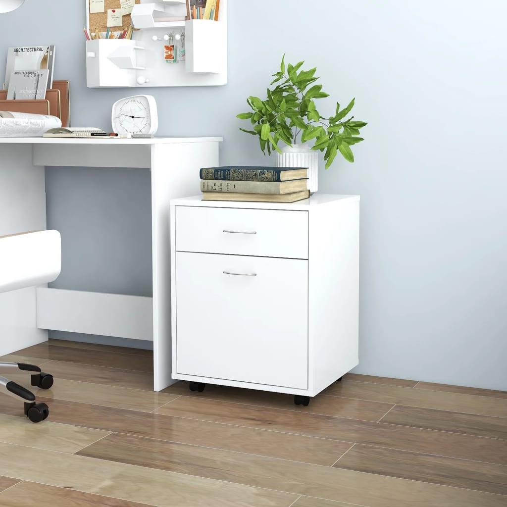 Rolling Cabinet White 45x38x54 cm Engineered Wood