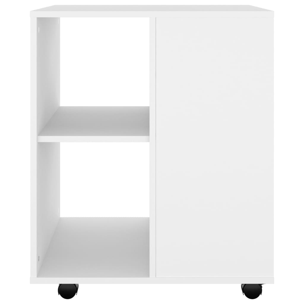 Rolling Cabinet White 60x53x72 cm Engineered Wood