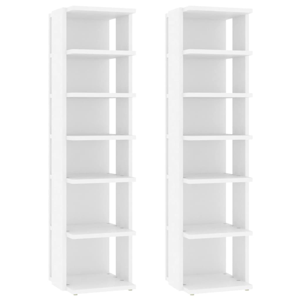 Shoe Cabinets 2 pcs White 27.5x27x102 cm Engineered Wood