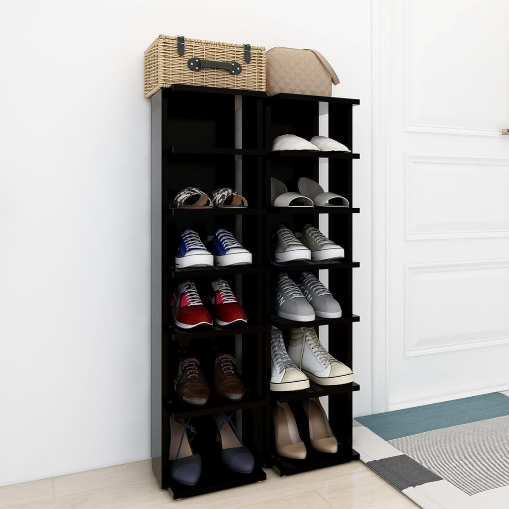 Shoe Cabinets 2 pcs Black 27.5x27x102 cm