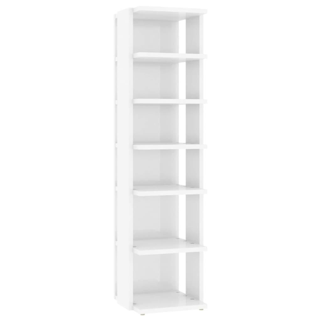 Shoe Cabinet High Gloss White 27.5x27x102 cm Engineered Wood