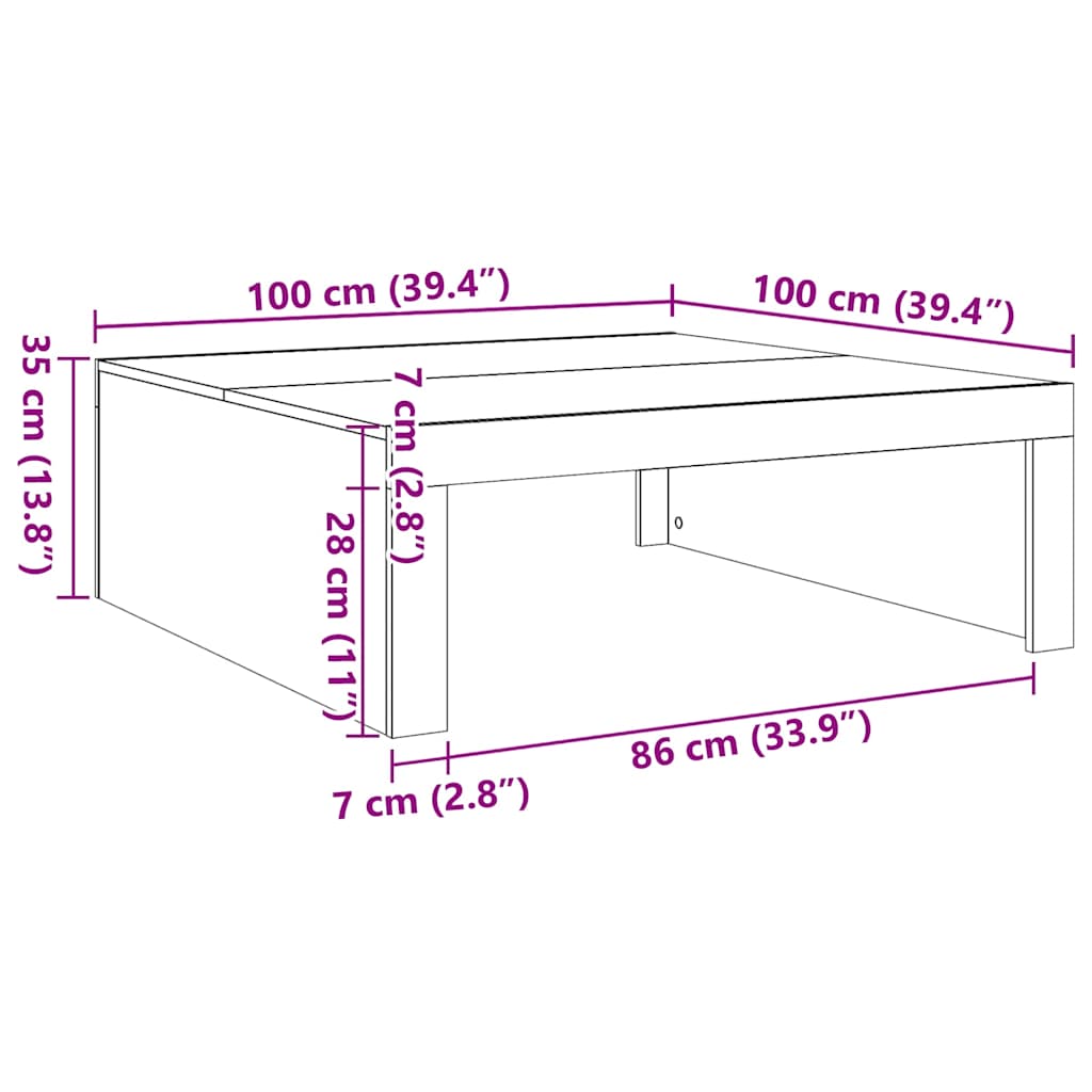 Coffee Table White 100x100x35 cm Engineered Wood