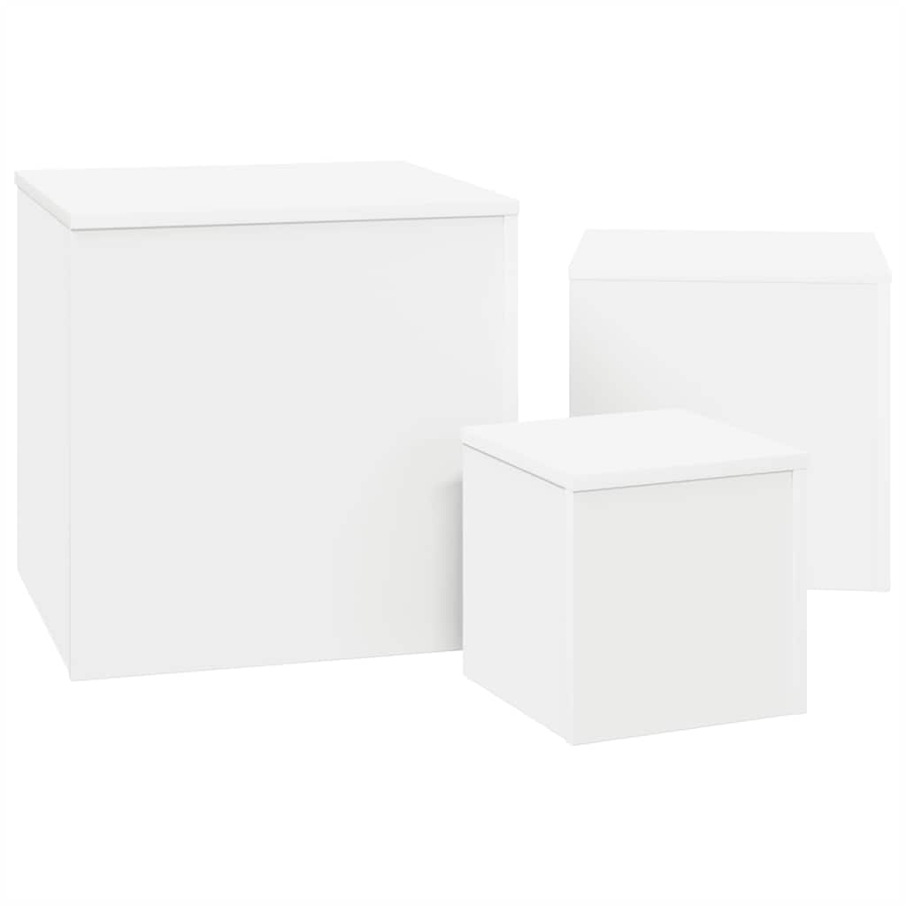 Side Tables 3 pcs White Engineered Wood
