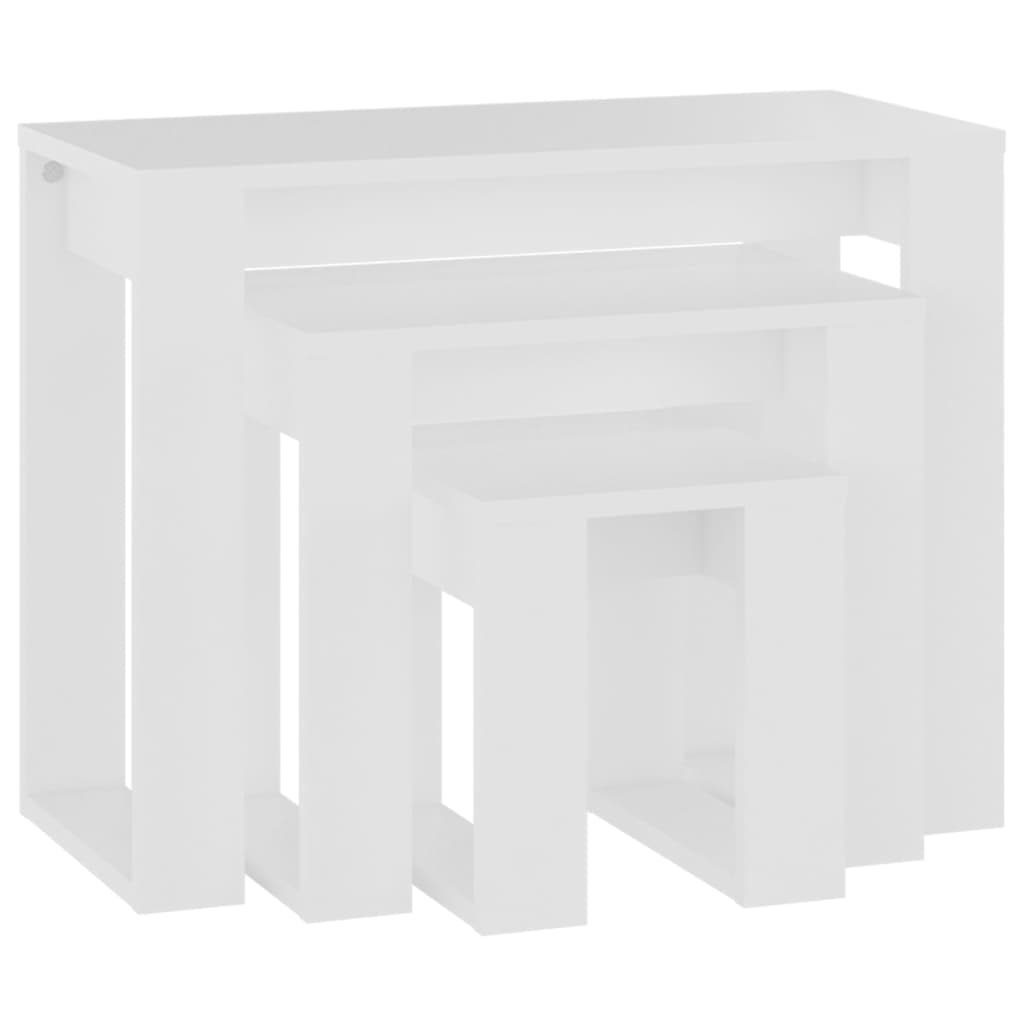 Nesting Tables 3 pcs White Engineered Wood