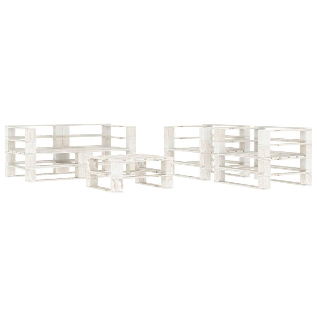 5 Piece Garden Pallet Lounge Set Solid Pinewood White