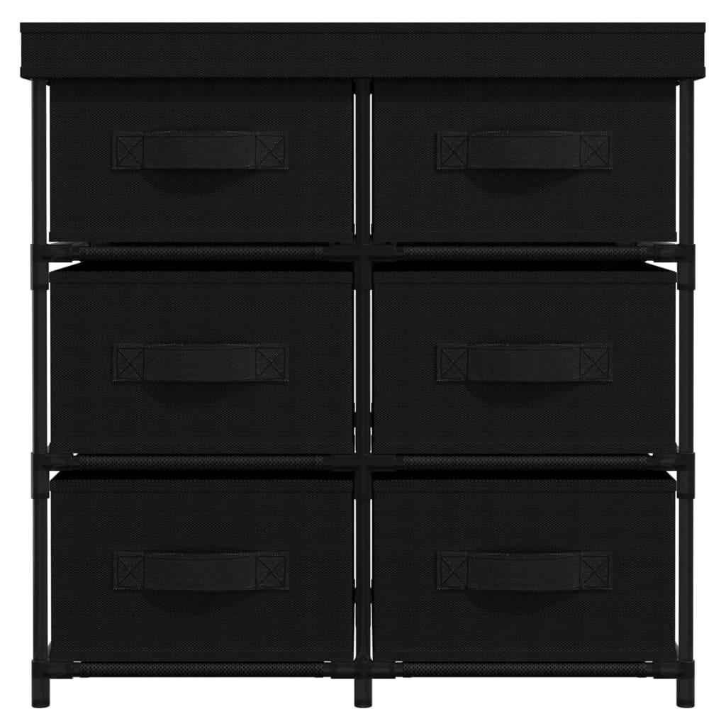 Storage Cabinet with 6 Drawers 55x29x55 cm Black Steel