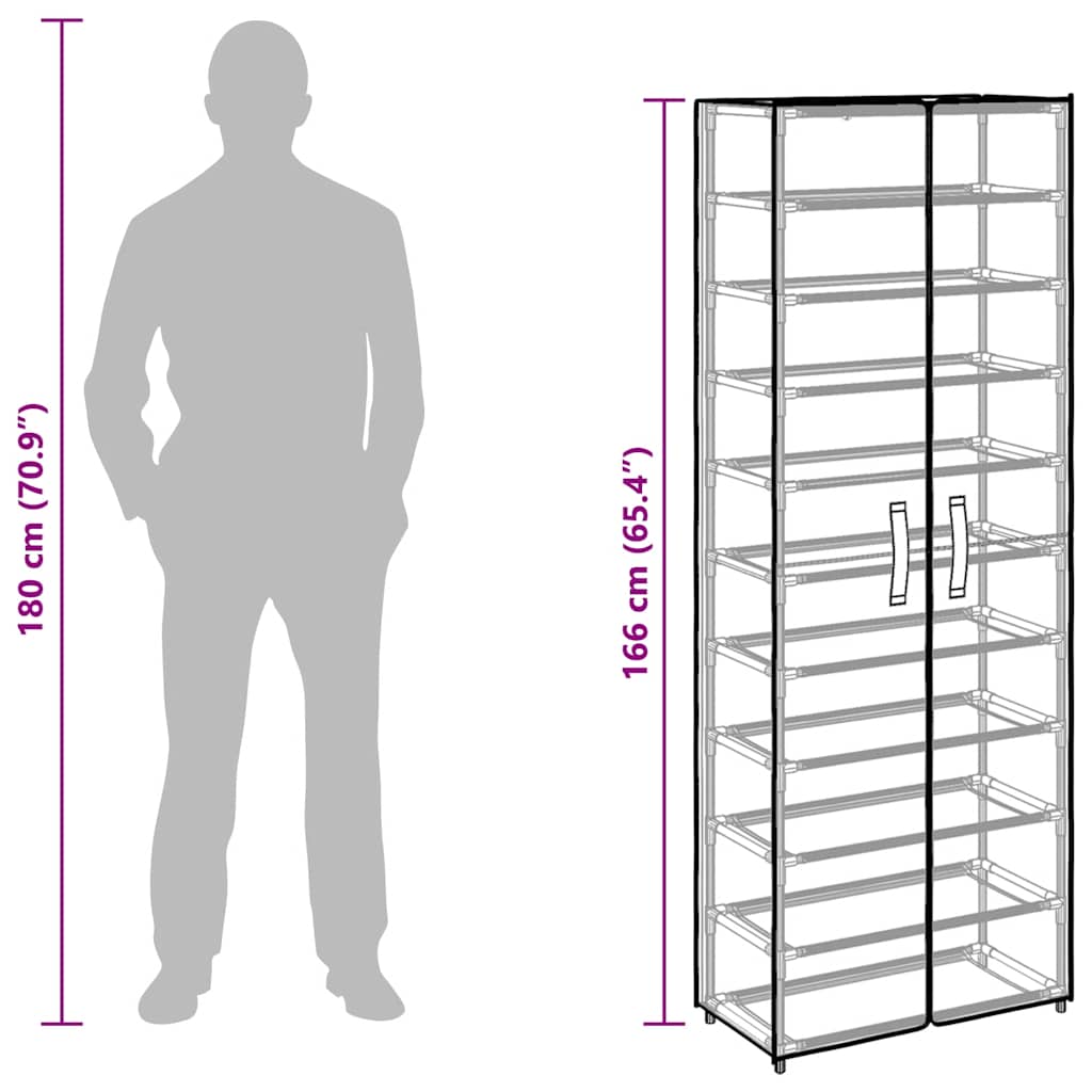Shoe Cabinet Grey 60x30x166 cm Fabric