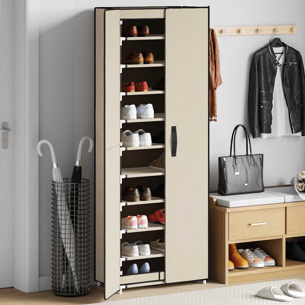 Shoe Cabinet Cream 60x30x166 cm Fabric