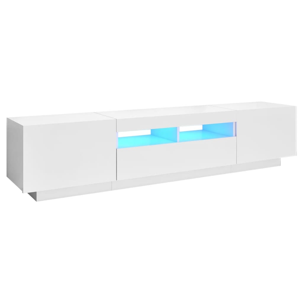 TV Cabinet with LED Lights White 180x35x40 cm