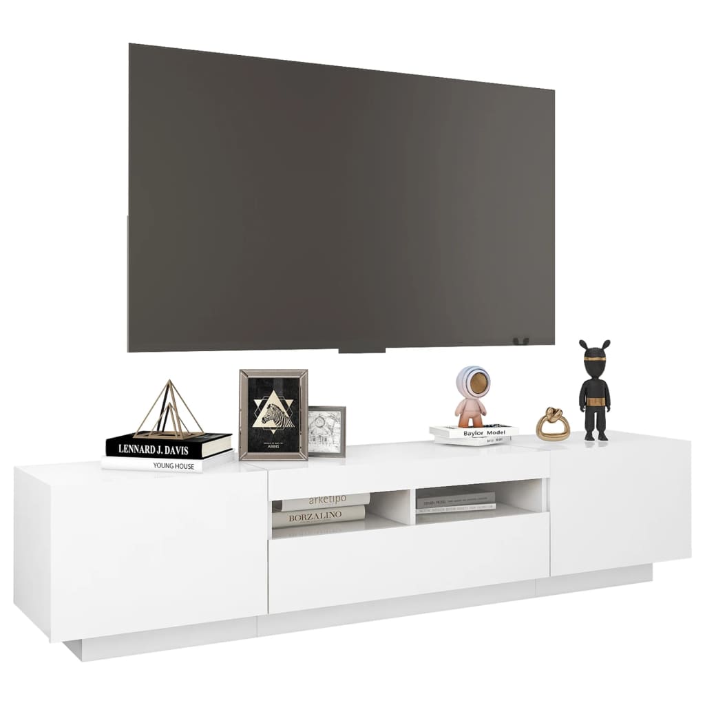 TV Cabinet with LED Lights White 180x35x40 cm