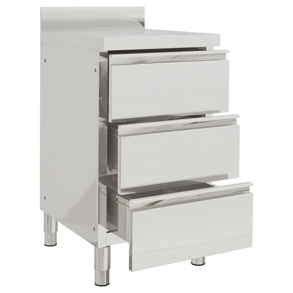 Commercial Kitchen Cabinet with 3 Drawers Stainless Steel