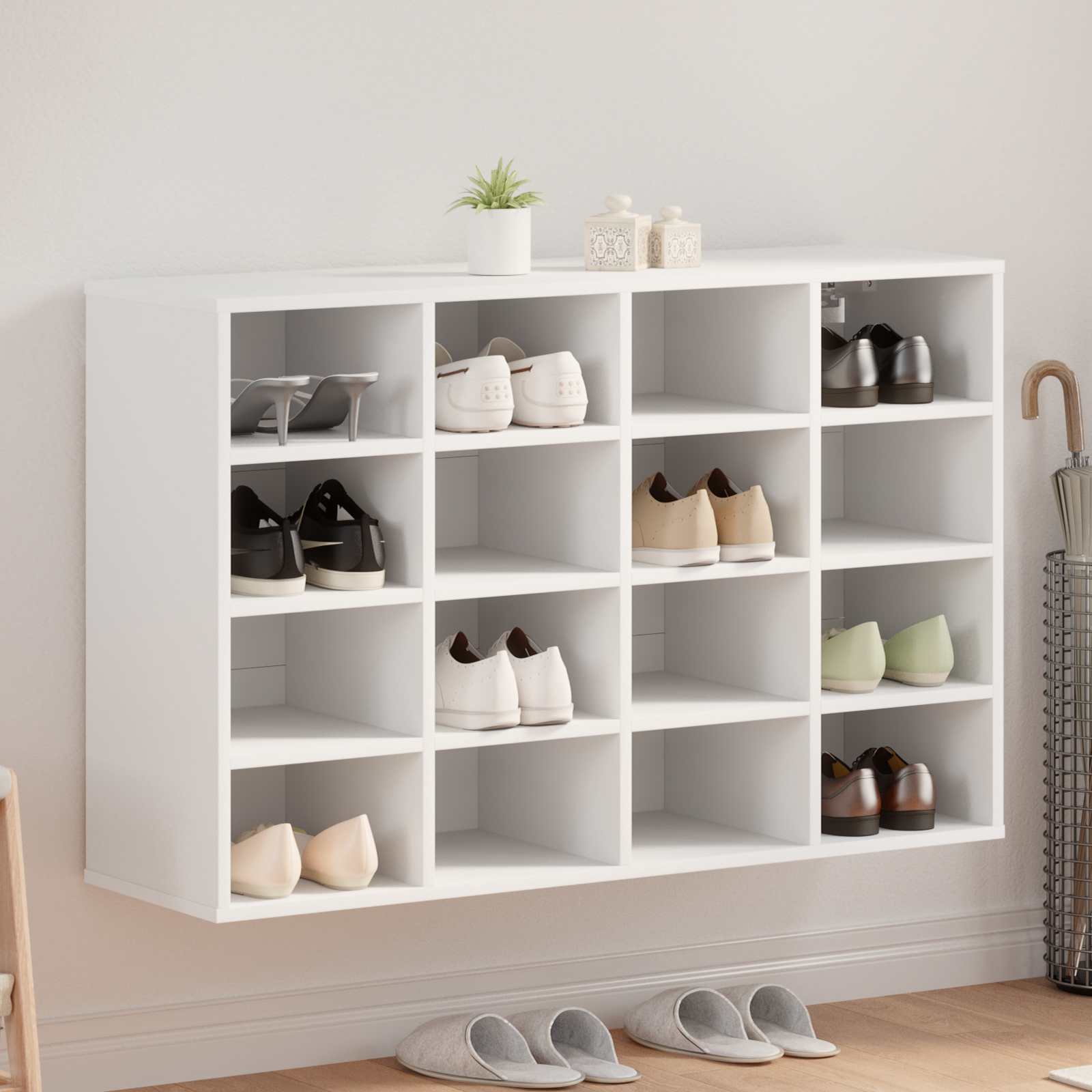 Shoe Cabinet with Shelf White 103 x 30 x 67 cm Engineered Wood