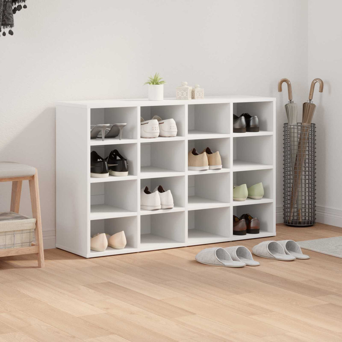 Shoe Cabinet with Shelf White 103 x 30 x 67 cm Engineered Wood