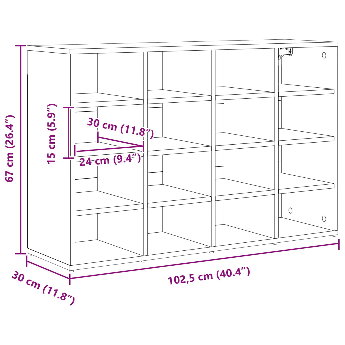 Shoe Cabinet with Shelf White 103 x 30 x 67 cm Engineered Wood