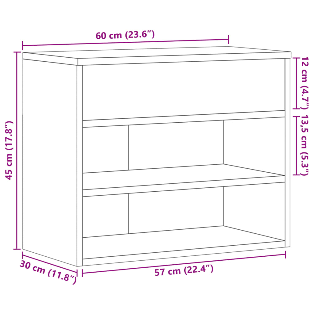 Shoe Bench White 60x30x45 cm Engineered Wood