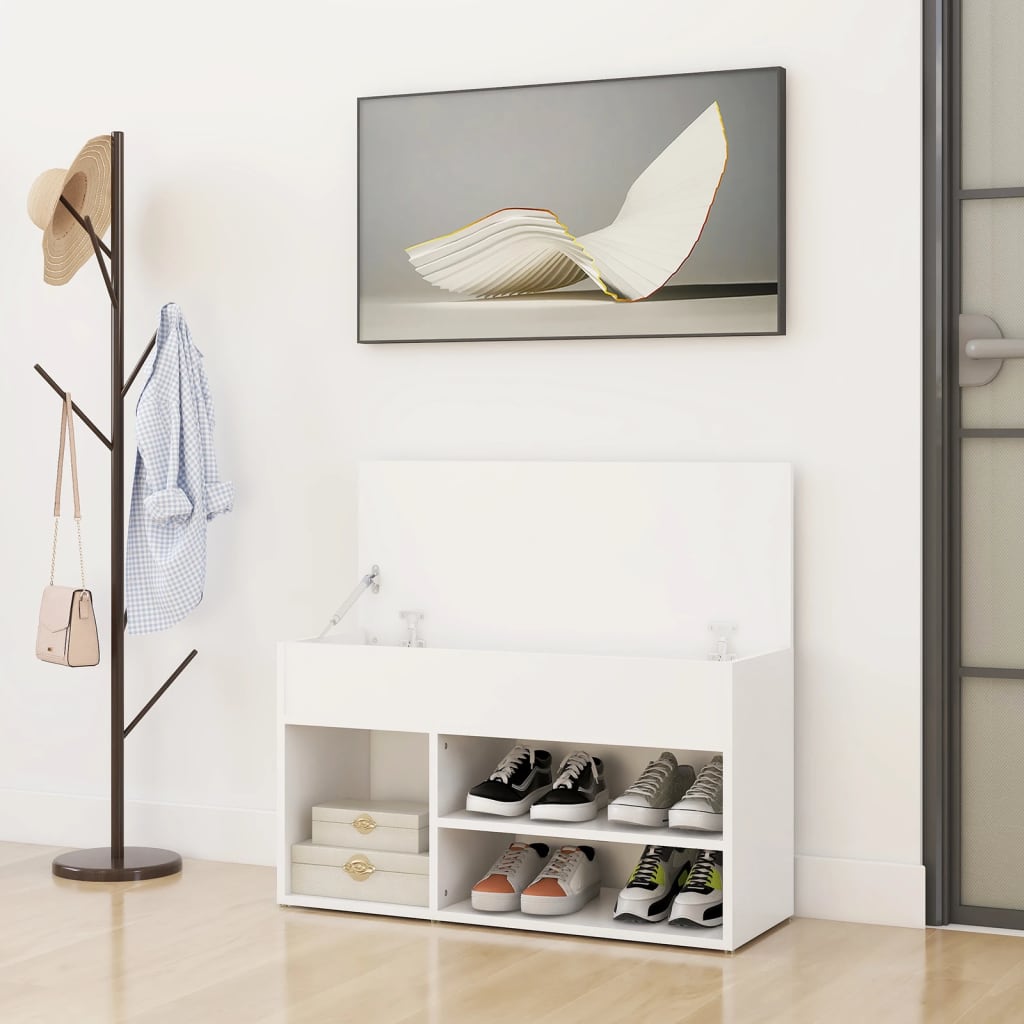 Shoe Bench White 80x30x45 cm Engineered Wood