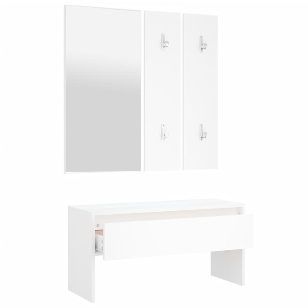 Hallway Furniture Set White Engineered Wood