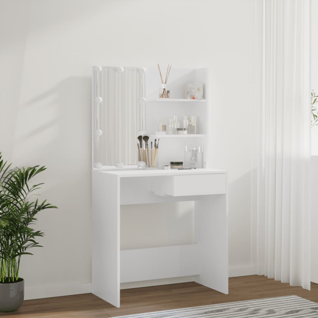 Dressing Table with LED White 74.5x40x141 cm