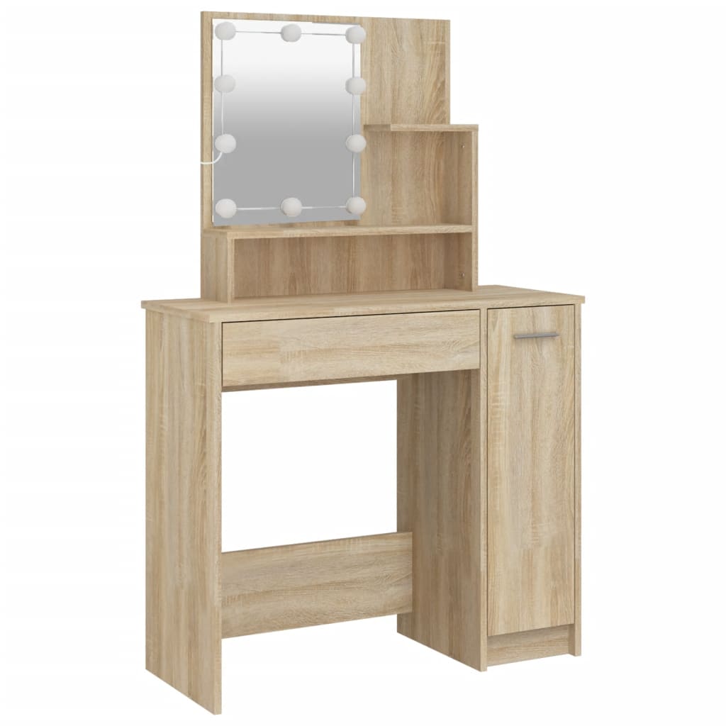 Dressing Table with LED Sonoma Oak 86.5x35x136 cm