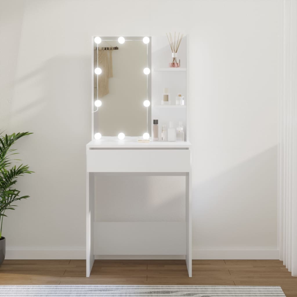 Dressing Table with LED White 60x40x140 cm