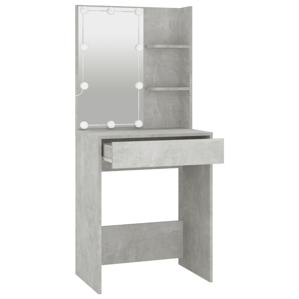 Dressing Table with LED Concrete Grey 60x40x140 cm