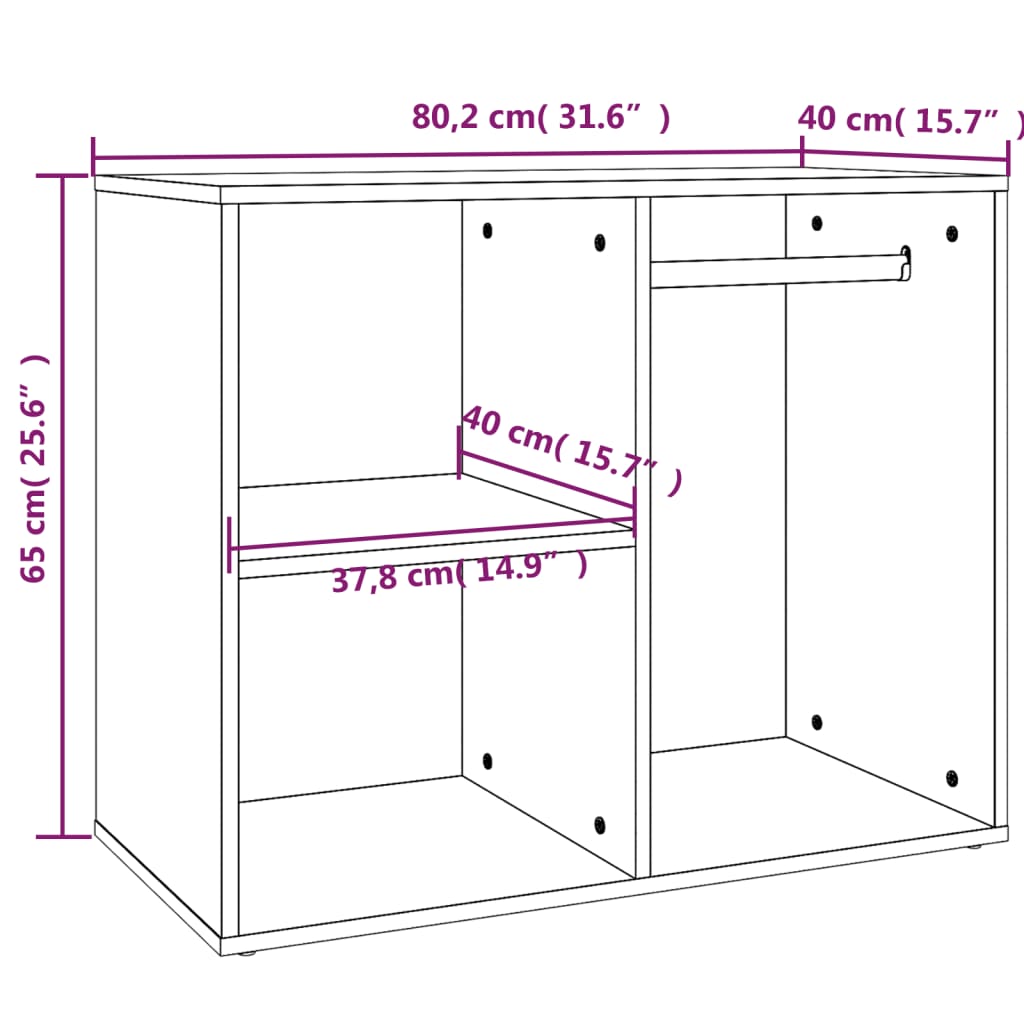 Dressing Cabinet White 80x40x65 cm Engineered Wood