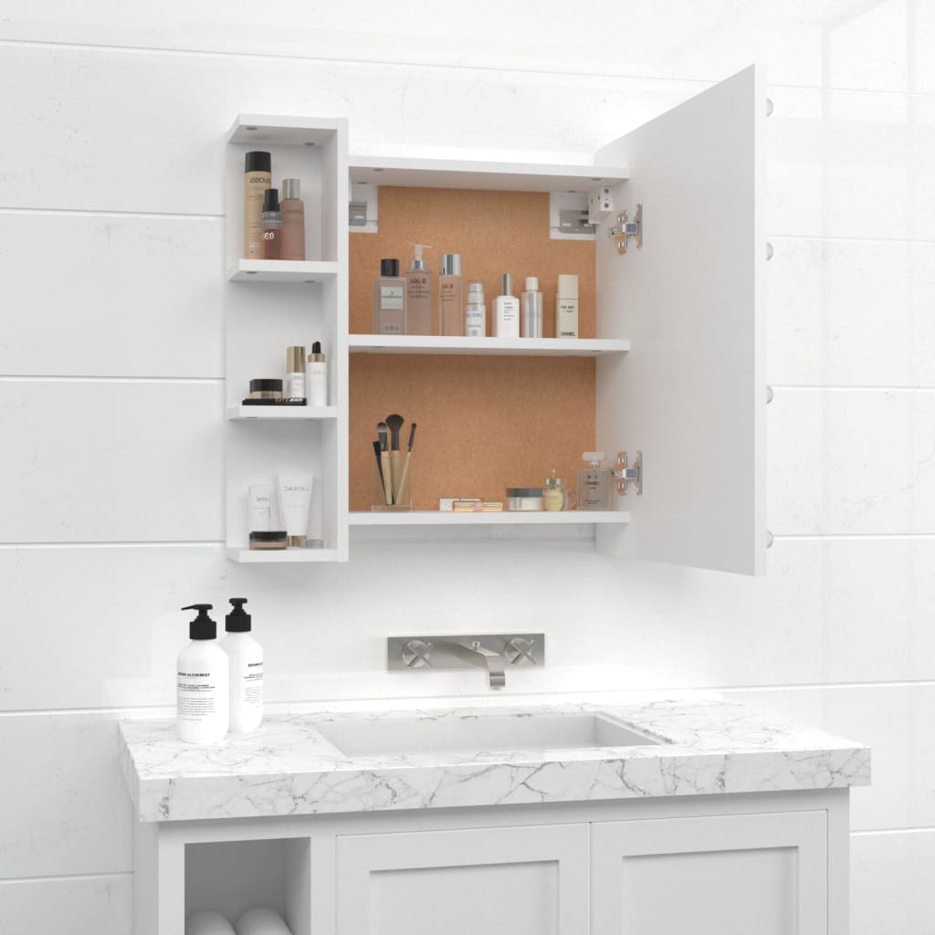 Mirror Cabinet with LED White 70x16.5x60 cm