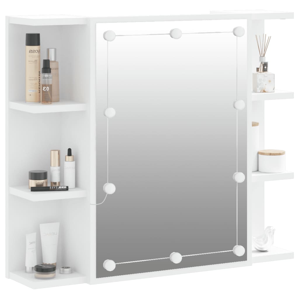 Mirror Cabinet with LED White 70x16.5x60 cm