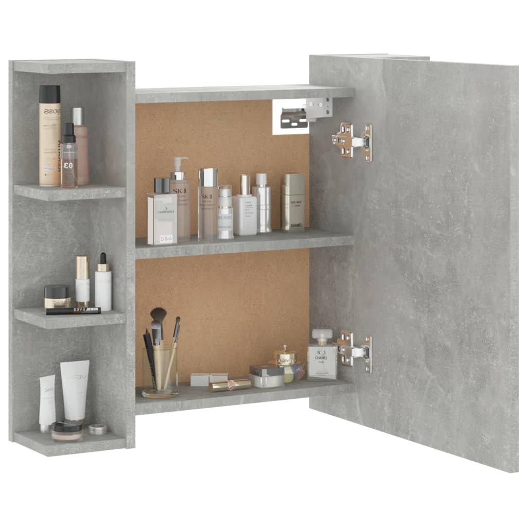 Mirror Cabinet with LED Concrete Grey 70x16.5x60 cm