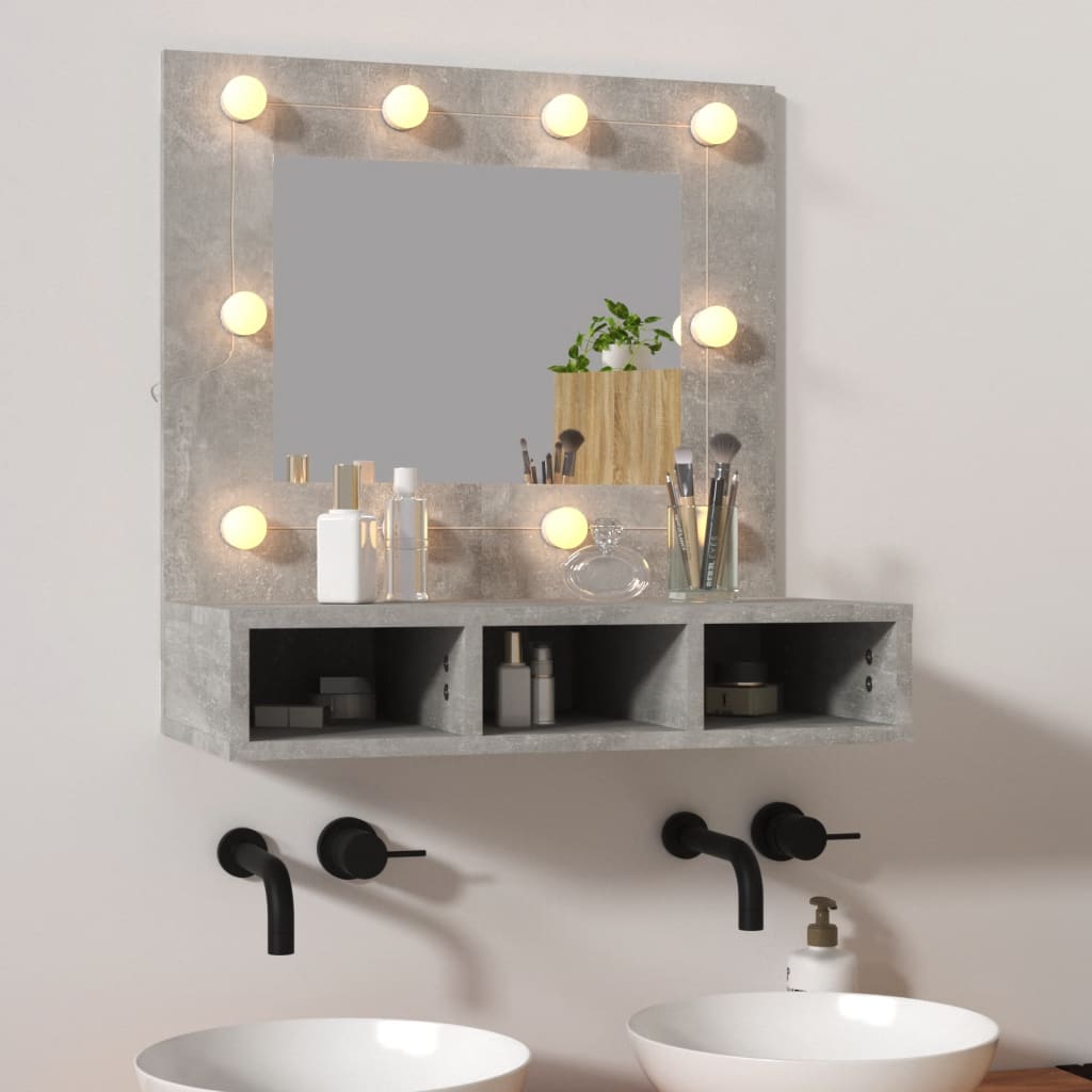 Mirror Cabinet with LED Concrete Grey 60x31.5x62 cm