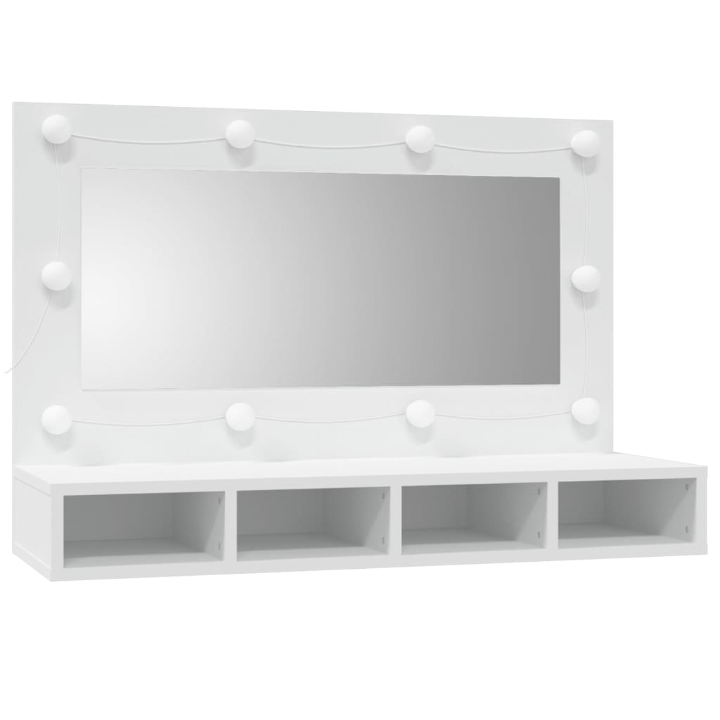 Mirror Cabinet with LED White 90x31.5x62 cm