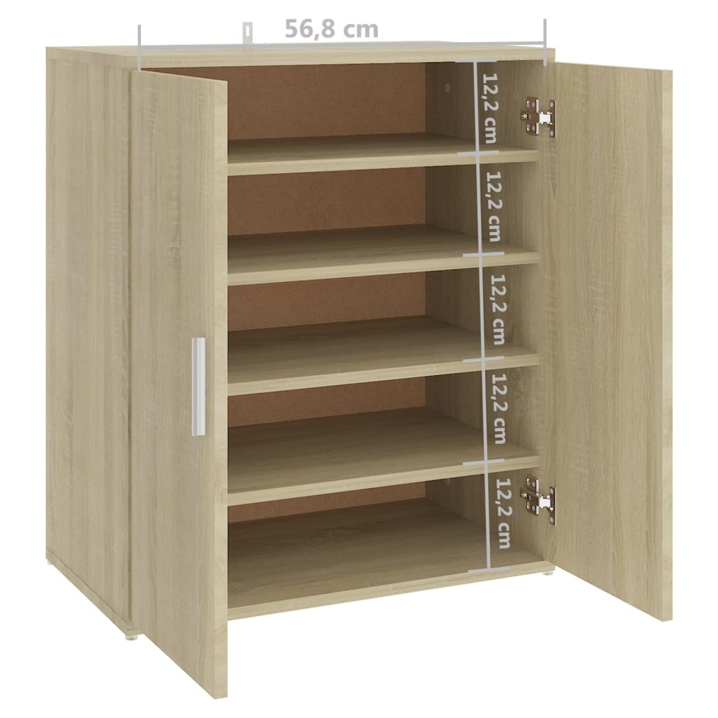 Shoe Cabinet Sonoma Oak 60x35x70 cm Engineered Wood