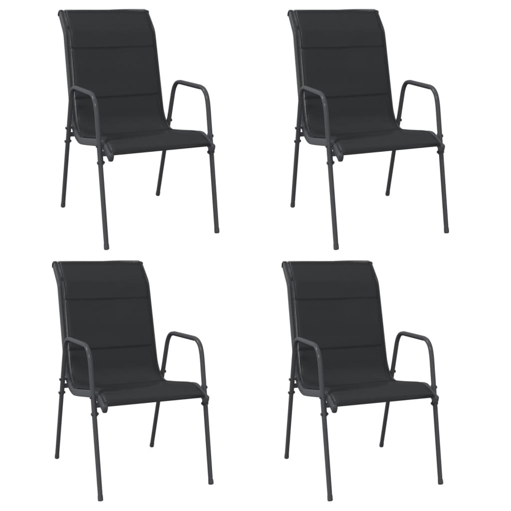 Garden Chairs 4 pcs Steel and Textilene Black