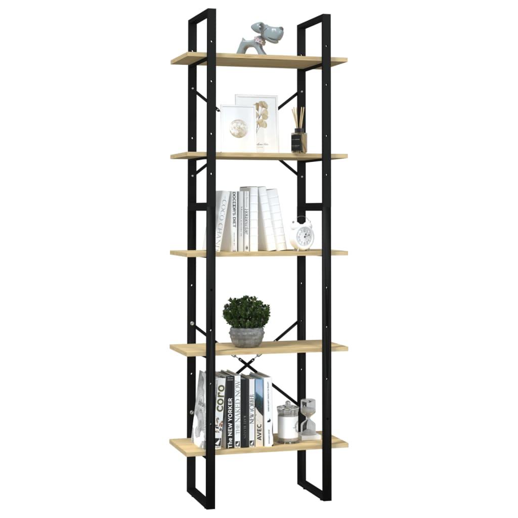 5-Tier Book Cabinet 60x30x175 cm Pinewood