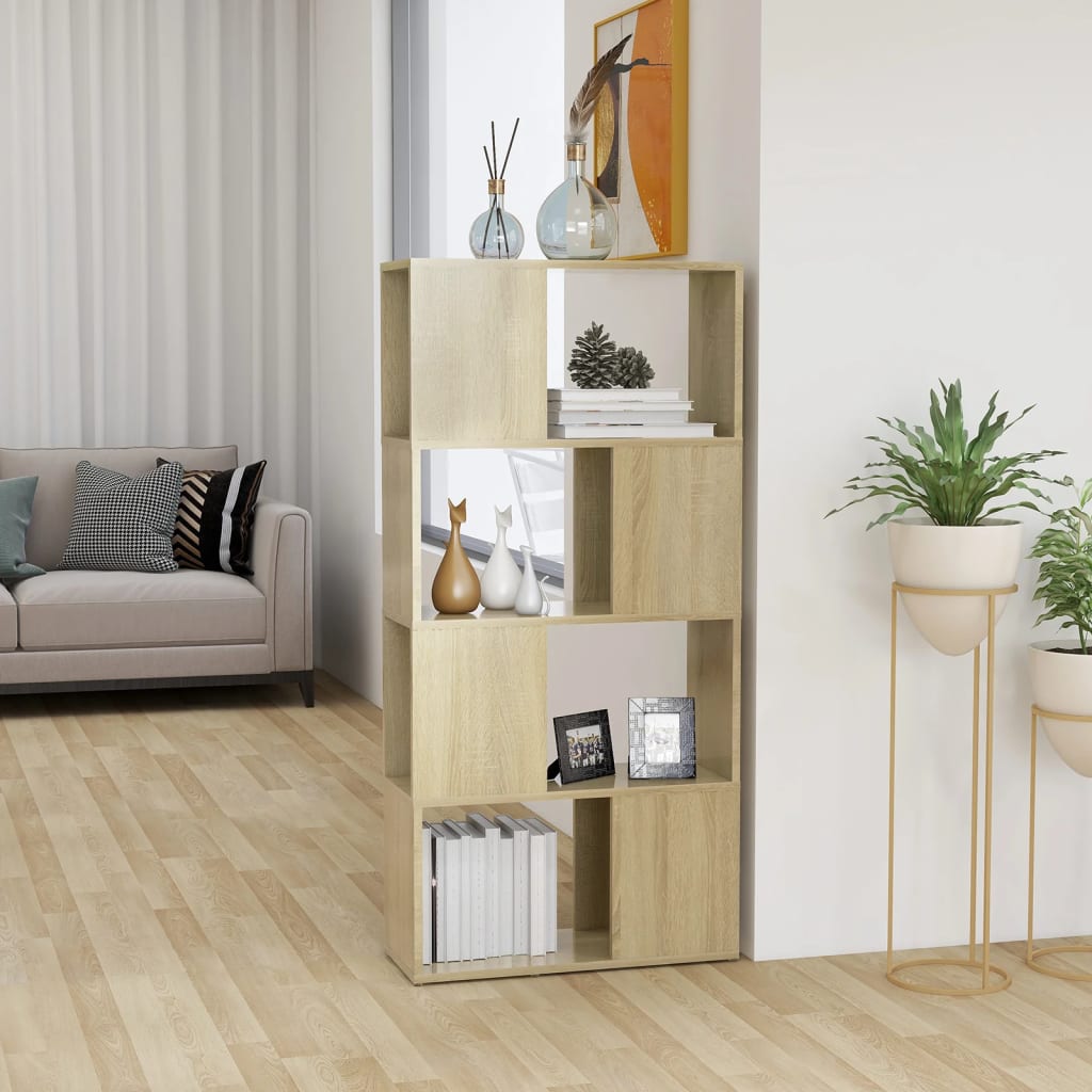 Book Cabinet Room Divider Sonoma Oak 60x24x124.5 cm Engineered Wood