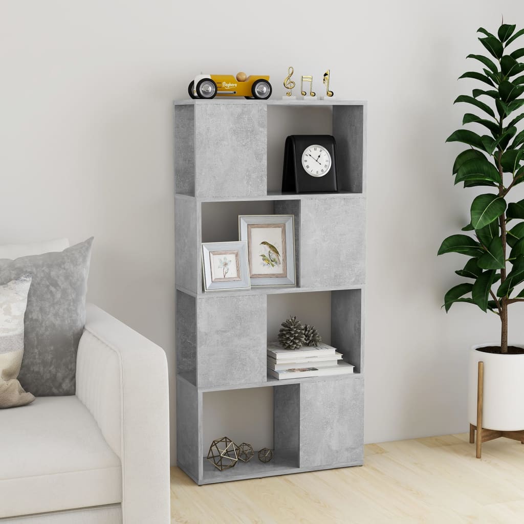 Book Cabinet Room Divider Concrete Grey 60x24x124.5 cm