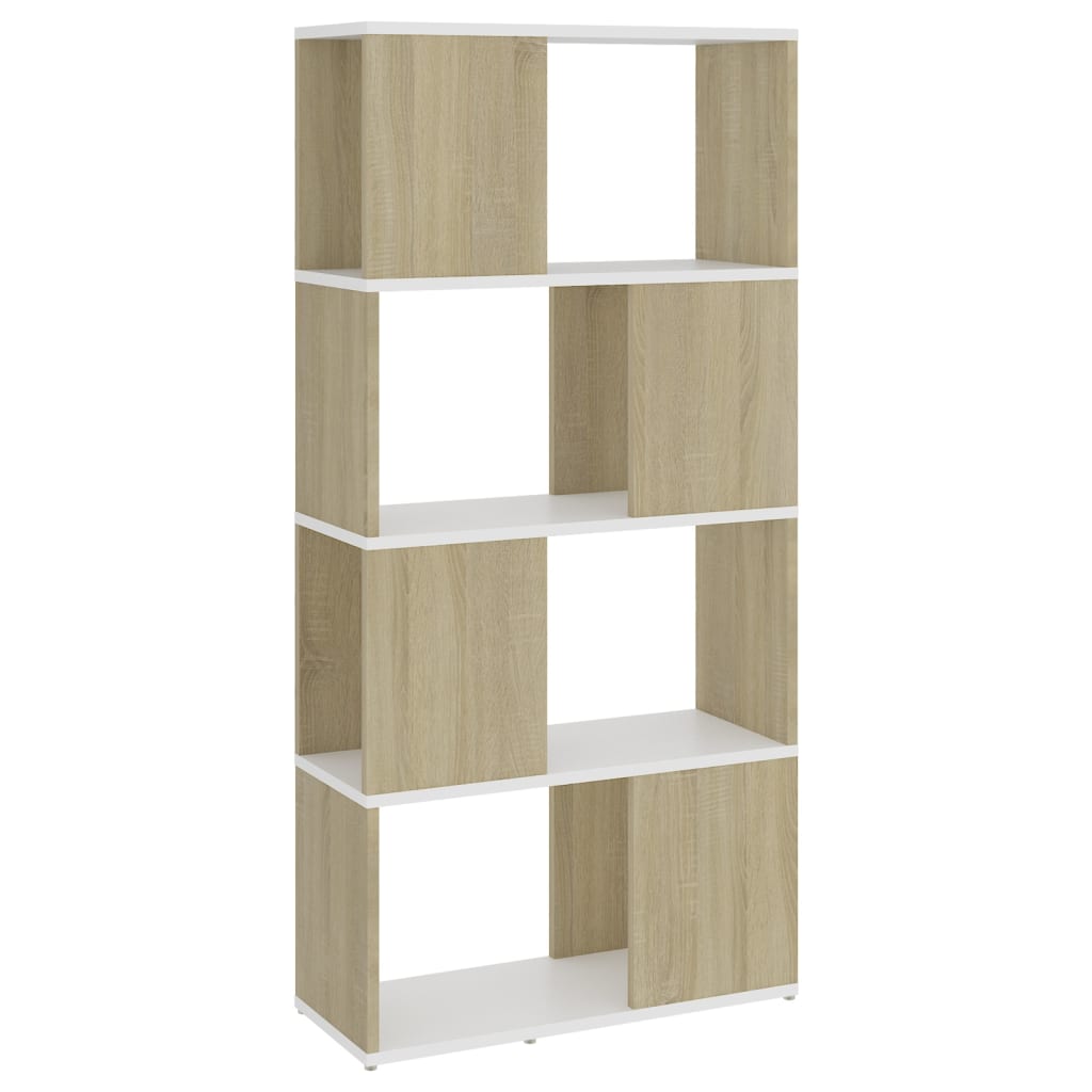 Book Cabinet Room Divider White and Sonoma Oak 60x24x124.5 cm