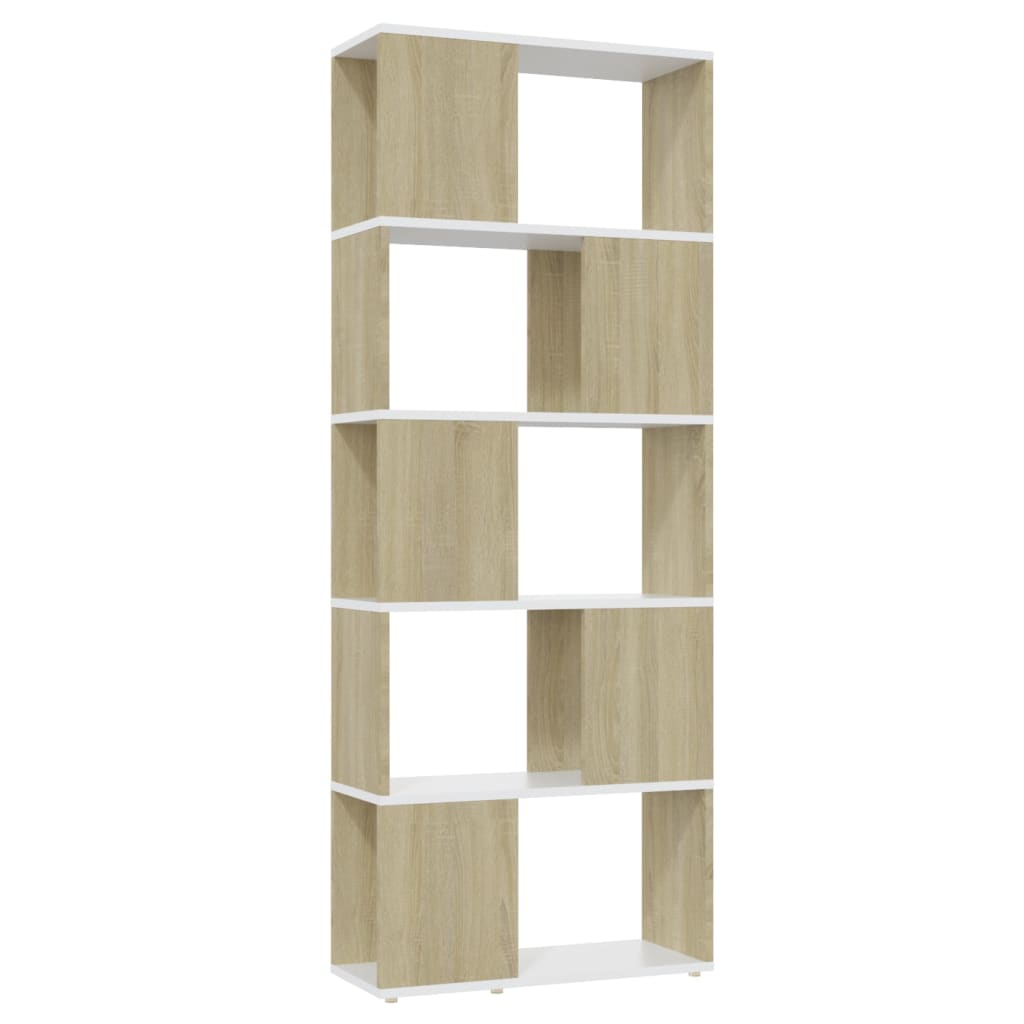 Book Cabinet Room Divider White&Sonoma Oak 60x24x155 cm