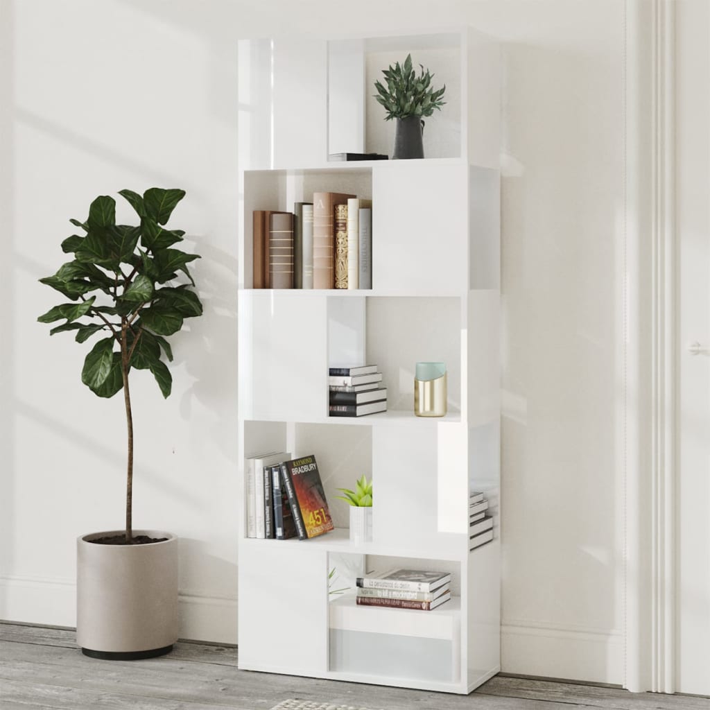 Book Cabinet Room Divider High Gloss White 60x24x155 cm