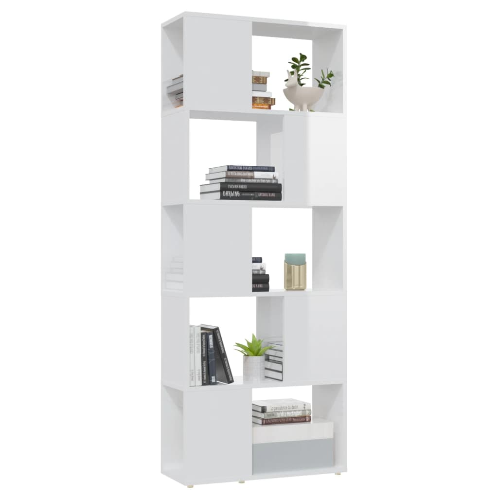 Book Cabinet Room Divider High Gloss White 60x24x155 cm