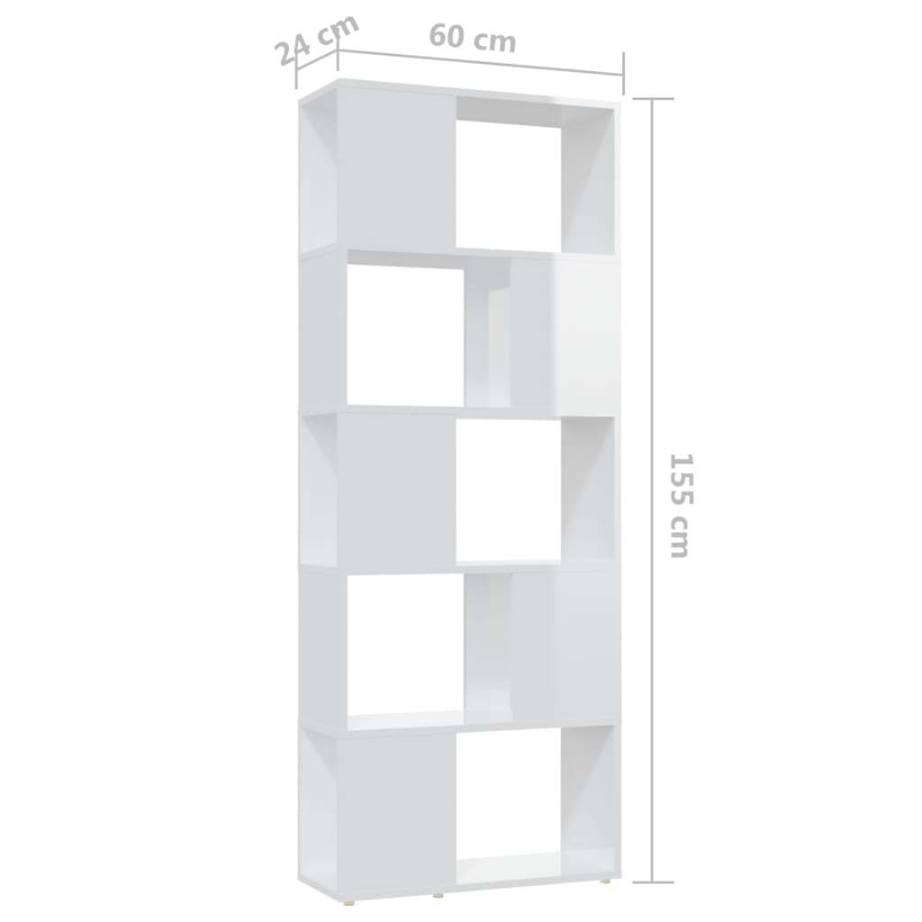 Book Cabinet Room Divider High Gloss White 60x24x155 cm