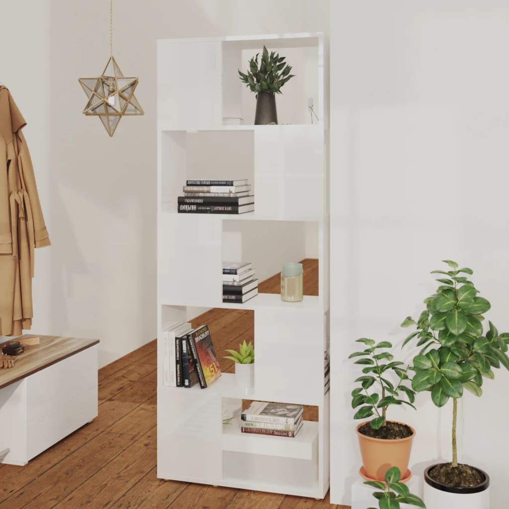 Book Cabinet Room Divider High Gloss White 60x24x155 cm