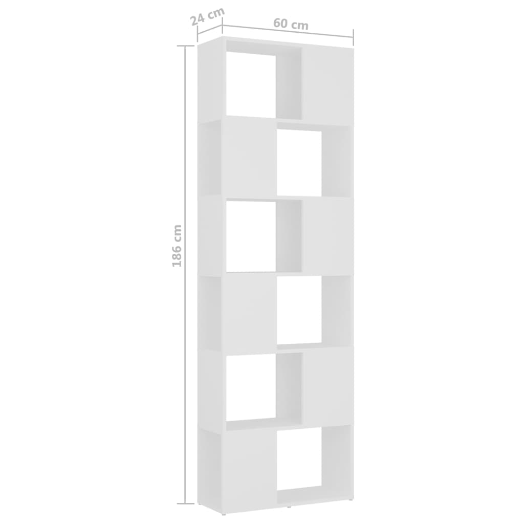 Book Cabinet Room Divider White 60x24x186 cm