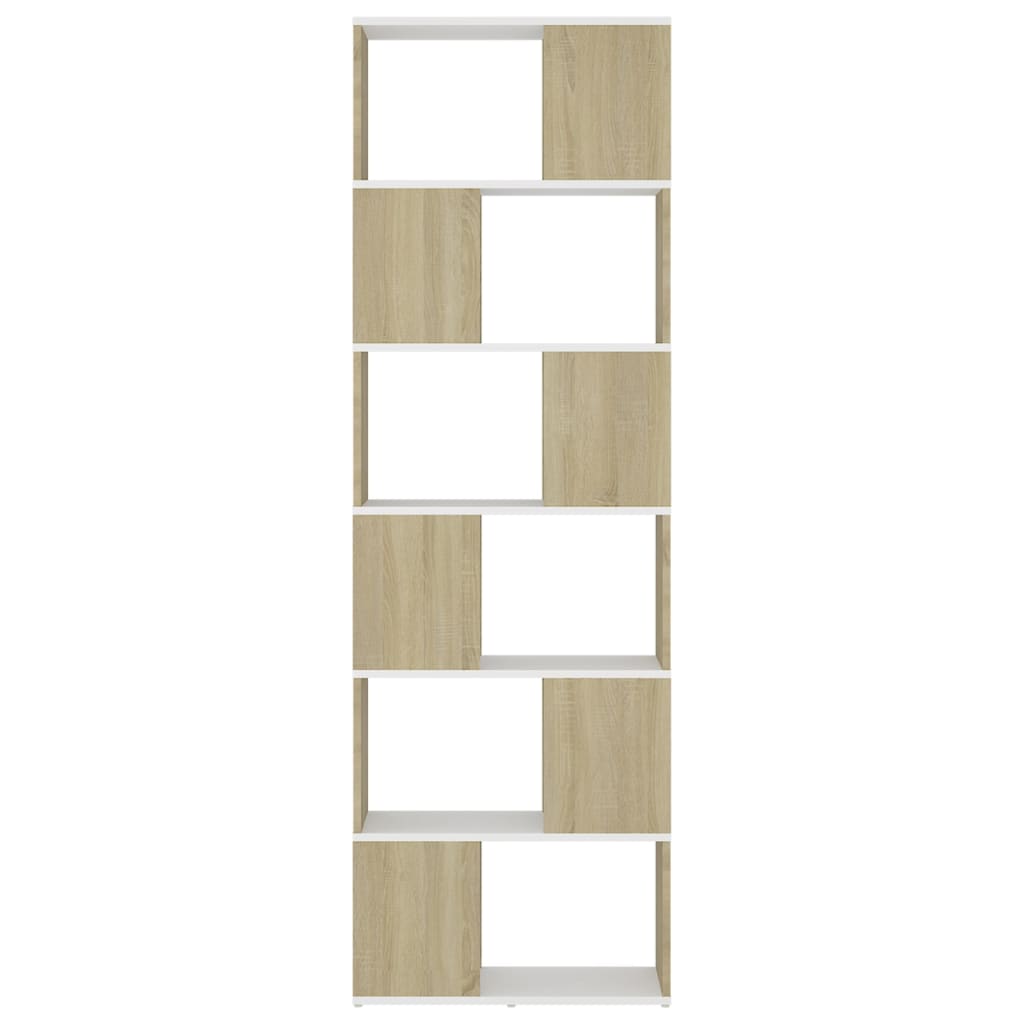 Book Cabinet Room Divider White and Sonoma Oak 60x24x186 cm