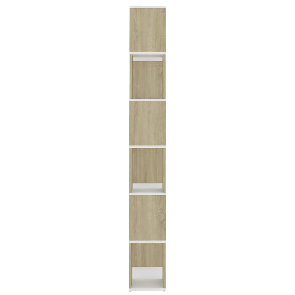 Book Cabinet Room Divider White and Sonoma Oak 60x24x186 cm