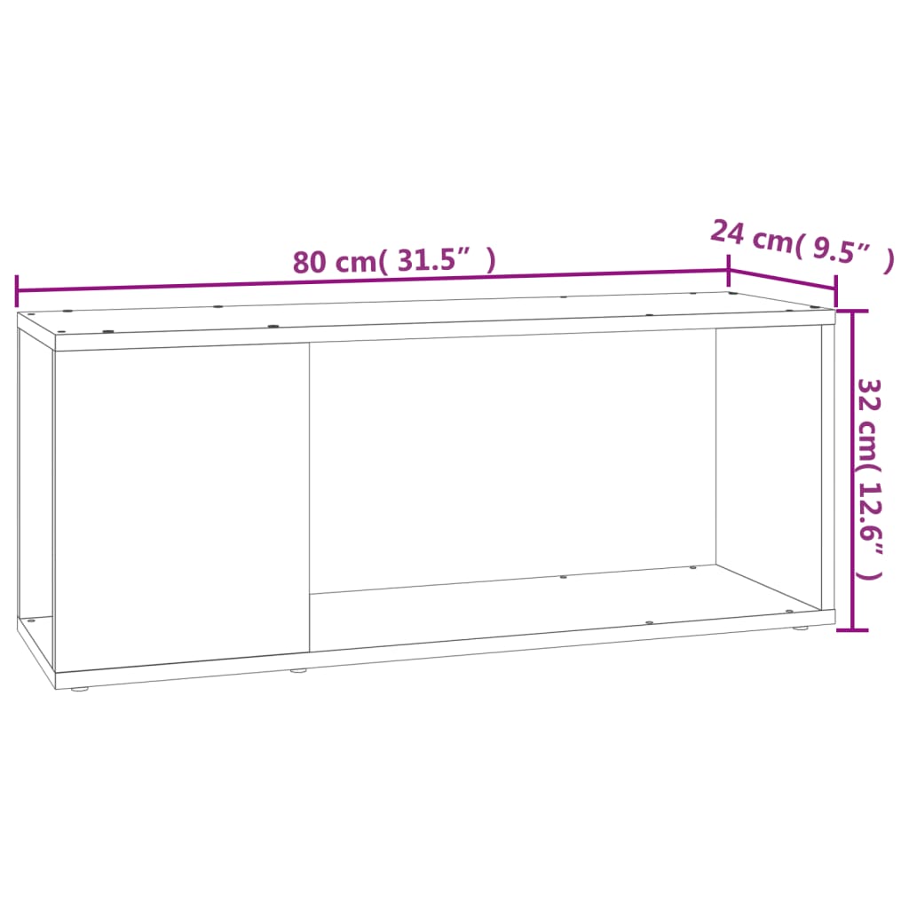 TV Cabinet White 80x24x32 cm Engineered Wood