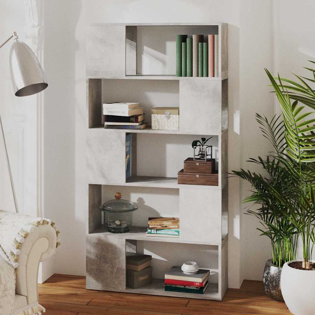 Book Cabinet Room Divider Concrete Grey 80x24x155 cm