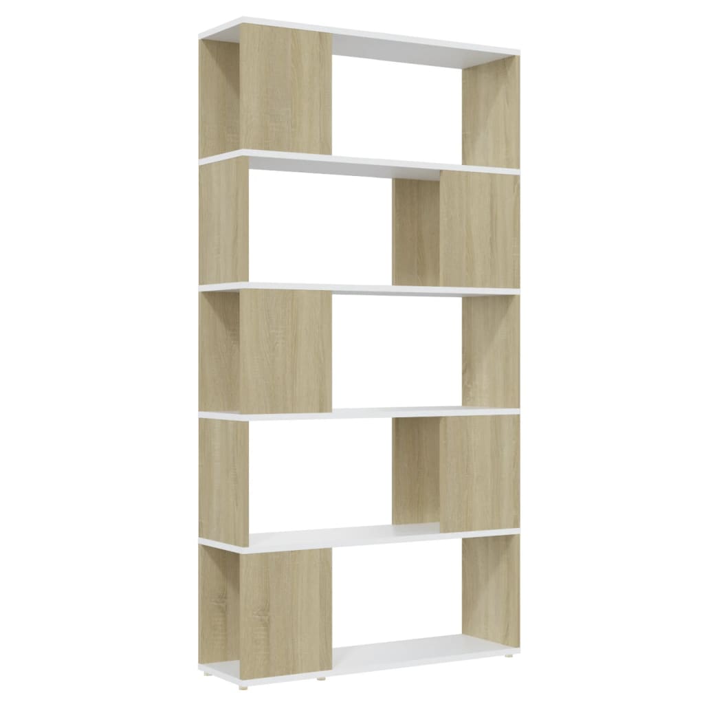 Book Cabinet Room Divider White and Sonoma Oak 80x24x155 cm Engineered Wood