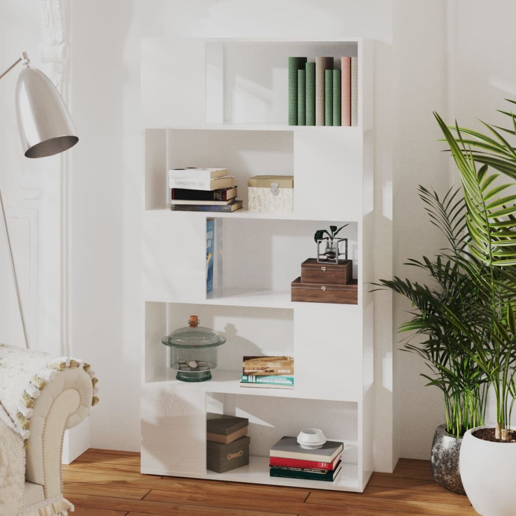 Book Cabinet Room Divider High Gloss White 80x24x155 cm Engineered Wood