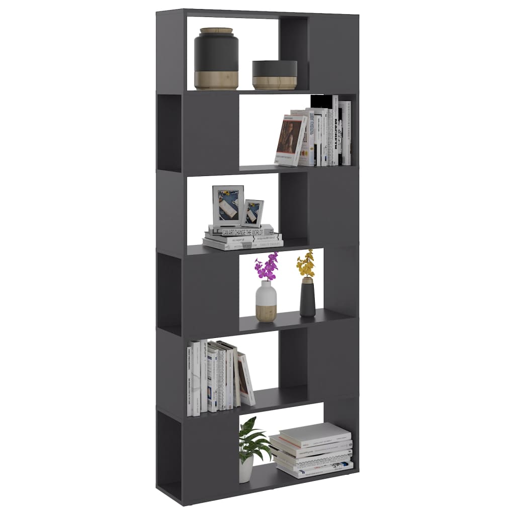 Book Cabinet Room Divider Grey 80x24x186 cm Engineered Wood